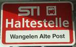 (148'322) - STI-Haltestellenschild - Wangelen, Wangelen Alte Post - am 15.