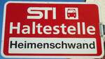 (136'782) - STI-Haltestellenschild - Heimenschwand, Heimenschwand - am 21.