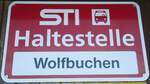 (136'844) - STI-Haltestellenschild - Oberstocken, Wolfbuchen - am 22. November 2011