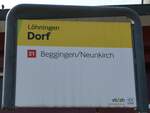 (255'366) - VB/SH-Haltestellenschild - Lhningen, Dorf - am 17.