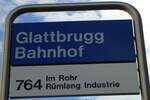 (144'410) - ZVV-Haltestellenschild - Glattbrugg, Bahnhof - am 20.