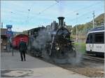 Und fertig ist der 'GmP*...
Die BFD HG 3/4 N° 3 der Blonay-Chamby Bahn ist mit dem MOB Flachwagen (wohl ebenfalls B-C), und ihrem Zug nach Chaulin in Blonay fahrbereit. 

13. Oktober 2024