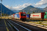 Die SBB Cargo Re 484 017-9 / E 484.017 SR (91 85 4484 017-9 CH-SBBC) und die an die SBB Cargo International AG vermietete Vectron 193 478-5  Gottardo  (91 80 6193 478-5 D-SIEAG) rollen, am 02 August 2019 im Rbf Domodossola, nun mit abgesenkten Stromabnehmern, in den FS Gleichstrombereich, zurck und werden spter in der Abstellgruppe geparkt. 

Whrend hinten nun zwei BLS Re 485 (TRAXX F140 AC1) den RAlpin-RoLa-Zug aus Novara nach Freiburg im Breisgau bernehmen. Eigentlich knnten auch die SBB-Loks den Zug durch den Simplon und die Schweiz ziehen, die Zulassungen haben sie und die 193er sogar fr Deutschland, bernehmen die zwei BLS Re 485 (TRAXX F140 AC1) den Zug. Man setzt wohl auf Arbeitsteilung. Aber lange kann man dieses Schauspiel in Domodossola nicht mehr sehen, Ende 2025 wird die Rollende Autobahn eingestellt.

Diese Rola-Zge sind (bald waren) fr den Transport von Last- und Sattelzgen im begleiteten Verkehr, einer Form des kombinierten Ladungsverkehrs, vorgesehen und kommt in alpenquerenden Shuttlerelationen zum Einsatz. Begleiteten Verkehr heit, dass der ganze Sattelzug oder Anhngerzge mit max. 44 t und einer max. Lnge von 18,60 Meter (in Ausnahmefllen 19,0 m), mit der Zugmaschine, auf den Zug verladen werden. Dabei fahren die Lastkraftwagen in speziellen Terminals direkt von der Strae ber eine Rampe auf den Wagen, um vom Ausgangsort zum Ziel transportiert zu werden, auch der LKW-Fahrer fhrt mit. Die Fahrer ziehen sich in einen speziellen Begleitwagen mit Liegeabteilen (Bmc) zurck. 

Am Ziel-Terminal angekommen bernimmt jeder Fahrer wieder seinen LKW und fhrt diesen wieder ber eine Rampe vom Zug auf die Strae und liefert die Ware sicher beim Kunden ab. Ein groer Vorteil ist auch bei den Fahrern die Einhaltung der „Lenk und Ruhezeiten“. Bei kurzen Shuttlezugverbindungen als Lenkpause gewertet und auf den Mittel- und Langstrecken einen Teil oder sogar als gesamte Ruhezeit gewertet. Dabei trotzdem nher und ausgeschlafen an Ihr Ziel. Zudem gibt es fr die Fahrer ein On-Board Service mit Speisen und Getrnken. 

Weitere Vorteile sind:
•	die Reduzierung des Treibstoffverbrauches und Betriebskilometer
•	die Einsparung der diversen Mauten und Sondermauten
•	die Steigerung des Umsatzes und der Produktivitt
•	den Einsatz des Lkw trotz Wochenend-, Feiertags-, Nacht- und sonstiger Fahrverbote
•	ersparen von Stauwartezeiten, berholverbote und andere Behinderungen
•	die Verbesserung der KO-Bilanz des Unternehmens (CO2-Ersparnis)
•	hohe Sicherheitsstandards der Zge
•	Einhaltung von Lenk und Ruhezeiten der Fahrer (allein) auch bei groen Entfernungen

Diese Form des kombinierten Verkehrs von Schiene und Strae – Rollende Landstrae (ROLA) – gewann, nicht zuletzt aufgrund von gesteigertem Verkehrsaufkommen und Umweltbewusstsein, immer mehr an Bedeutung. In sterreich bleibt es wohl auch so, aber hier Italien – Schweiz – Deutschland ist leider Ende 2025 Schluss damit, sehr schade. Obwohl die RAlpin noch Ende 2023 vermeldet hat: knapp 12% mehr Lastwagen per Bahn
umweltfreundlich durch die Schweizer Alpen transportiert als im Vorjahr. 

Die Medienmitteilung RAlpin AG vom 05. Mai 2025 (komplett zitiert):
Die ‚Rollende Autobahn’ wird Ende 2025 eingestellt.

Wegen unerwartet vielen Einschrnkungen auf dem Schienennetz kann das
Unternehmen RAlpin die ‚Rollende Autobahn‘ (Rola), d. h. den Bahnverlad von ganzen Lastwagen fr die Fahrt durch die Alpen, auch mit den Finanzhilfen des Bundes nicht mehr wirtschaftlich betreiben, obwohl die Nachfrage von Seiten der Kunden weiterhin gut ist. In Absprache mit dem Bund wird die Rola deshalb frher eingestellt als geplant, nmlich per Ende 2025 statt wie bisher vorgesehen Ende 2028.

Die RAlpin AG steht vor erheblichen wirtschaftlichen Herausforderungen. Trotz der laufenden finanziellen Abgeltungen des Bundes, einer vorhandenen Nachfrage und guter Auslastung von 80 Prozent ist der Betrieb der ‚Rollenden Autobahn’ (Rola) nicht mehr wirtschaftlich mglich. Bereits 2024 fielen rund 10 Prozent der Zge aus. Der Grund waren geplante sowie kurzfristig angeordnete Baustellen und weitere unvorhersehbare Ereignisse. Dies fhrte 2024 zu einem negativen Ergebnis von rund -2.2 Millionen Franken. Im 1. Quartal 2025 konnten wegen Bauarbeiten im Vergleich zum Vorjahr rund 20 Prozent weniger Zge gefahren werden; statt 1018 Zge im 1. Quartal sind dieses Jahr in der gleichen Zeitperiode nur deren 794 gefahren.

Das eidgenssische Parlament hatte vor zwei Jahren beschlossen, die finanzielle Frderung der Rola durch den Bund ein letztes Mal zu verlngern und den Betrieb per Ende 2028 einzustellen. Die RAlpin kommt nun zum Schluss, dass die Rola unter den genderten Voraussetzungen nicht mehr wirtschaftlich betrieben werden kann, zumal eine Normalisierung der Situation nicht in Sicht ist. In Absprache mit dem Bund hat sie deshalb beschlossen, den Betrieb bereits auf den im Dezember 2025 einzustellen. Die drei Aktionre der RAlpin (BLS, Hupac und SBB) sind bereit, bis dahin die Finanzierung der Rola sicherzustellen, um eine geordnete Betriebseinstellung zu ermglichen und die geschftlichen Verpflichtungen zu erfllen. Der Bund erhht seinerseits bis zur Einstellung der Rola die durchschnittliche Abgeltung je verlagerten Lastwagen.

Bei RAlpin sind 16 Personen angestellt, die RAlpin sucht nach Lsungen fr die betroffenen Mitarbeitenden. Da bereits seit lngerem klar ist, dass der Betrieb bis maximal Ende 2028 weitergefhrt wird, ist RAlpin im steten Austausch ber den individuellen knftigen Berufsweg von allen Mitarbeitenden.

Die Herausforderungen im alpenquerenden kombinierten Verkehr sind gro:
Die RAlpin hat in den letzten Jahren die notwendigen Voraussetzungen geschaffen, trotz Kostensteigerungen fr die Nutzung der Bahninfrastruktur, Energie, Terminals und Traktion mit einem konstanten Zahlungsrahmen jhrlich bis zu 80.000 Lastwagen im begleiteten kombinierten Verkehr durch die Alpen auf die Schiene zu verlagern. Dies entspricht 7 Prozent des kombinierten Verkehrs durch die Schweizer Alpen. Die RAlpin wird gemeinsam mit den Kunden Mglichkeiten suchen, um ihre Mengen weiterhin auf der Schiene zu transportieren. Es ist aber davon auszugehen, dass ein Teil, der auf der Rola transportierten Gter zuerst auf die Strae zurck verlagert wird, bis die Umrstung auf kranbare Sattelauflieger erfolgt ist. Wobei es gibt Systeme bei denen die Sattelauflieger nicht kranbar sein mssen.

Die Situation der Rola ist symptomatisch fr den ganzen alpenquerenden kombinierten Verkehr auf der Schiene. Grund fr die zunehmenden Zugausflle auf der Rola ist insbesondere die anhaltend hohe Strungsanflligkeit der Schieneninfrastruktur in Deutschland. Die RAlpin erwartet, dass sich die Bedingungen fr die Akteure im kombinierten Verkehr in den kommenden Jahren verbessern werden und so neue tragfhige Lsungen mglich sind, um das Verlagerungsziel von der Strae auf die Schiene zu erreichen. Dazu wird es weiterhin flankierende Manahmen durch die Politik brauchen. Es muss das Ziel sein, die Anstrengungen der letzten 25 Jahre fr eine erfolgreiche Verlagerung des alpenquerenden Verkehrs durch die Schweiz auf die Schiene langfristig zu sichern.

So soll langfristig der unbegleitete kombinierter Verkehr (ohne LKW-Zugmaschine) die RoLa ablsen: 
Die ‚Rollende Landstrasse’ (Rola) war seit den spten 1960er-Jahren das erste Angebot, um den Gterschwerverkehr durch die Alpen von der Strae auf die Schiene zu verlagern. Dabei werden ganze Lastwagen oder Sattelschlepper auf die Schiene verladen und die LKW-Chauffeure reisen in einem Begleitwagen im Zug mit. Daher ist die Rola auch als „begleiteter kombinierter Verkehr“ bekannt.

Im Zuge des Ausbaus der Alpentransitstrecken wurde die Rola 2001 mit der neu gegrndeten RAlpin AG, einem Gemeinschaftsunternehmen von SBB, BLS und Hupac, modernisiert. Die Betreiberin transportiert Lastwagen auf der Strecke zwischen Freiburg im Breisgau (D) und Novara in Italien. Das Angebot war von Beginn weg als bergangslsung konzipiert, bis die Fertigstellung der NEAT einen effizienten Bahntransport von Sattelaufliegern (Sattelschlepper ohne Zugfahrzeug und Chauffeur) und Containern ber lange Distanzen erlaubt. Das eidgenssische Parlament hatte vor zwei Jahren beschlossen, die finanzielle Frderung der RoLa durch den Bund ein letztes Mal zu verlngern und den Betrieb per Ende 2028 einzustellen.

Parallel dazu entwickelte sich der „unbegleitete Kombinierte Verkehr“ dank fortschrittlichen Umschlagtechniken wie kranbaren Sattelauflegern und Containern weiter. Wobei bei es gibt heute schon Systeme bei denen nicht kranmanipulierbare Sattelauflegern auch im KLV gefahren werden knnen. Erwhnenswert sind da u.a. das System „NiKRASA“ der TX Logistik AG, das weltweit patentierte System Trailer-Wagen der Helrom GmbH, sowie das horizontale Verladesystem der CargoBeamer AG. Mit der Fertigstellung der NEAT gehrt die Zukunft auf dem Nord-Sd-Korridor dieser Sparte des kombinierten Verkehrs.

RAlpin AG auf einen Blick
Die RAlpin AG mit Sitz in Olten betreibt die Rollende Autobahn (Rola) zwischen Freiburg i. Br. und Novara. Ihr Angebot umfasst jhrlich 100.000 Verladegelegenheiten fr Lastwagen von der Strae auf die Schiene. Im 2024 wurde das Angebot von rund 72.000 Lastwagen genutzt. Die Lastwagenfahrer/-innen verladen ihre Fahrzeuge in den Terminals auf Niederflurtragwagen und reisen sicher in einem Begleitwagen mit. Mit diesem Angebot leistet RAlpin einen Beitrag zur Verkehrsverlagerung von der Strae auf die Schiene und zum Schutz der sensiblen Alpenregion. (Zusatz von mir: Nur leider spielt Deutschland nicht so mit).

Die Aktionre der RAlpin sind BLS AG, Hupac SA und SBB AG.

Quellen: RAlpin, Railcargo
Stand: September 2025