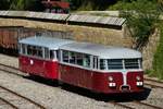 Dampffestival im Fond de Gras, AMTF Uerdinger Z 151 steht mit dem Beiwagen RZ 1061 im Gleisbereich des Bahnhofes im Fond de Gras abgestellt.