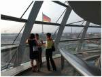 In der Glaskuppel des deutschen Bundestages in Berlin.