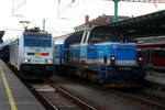 E 186 921 von LINEAS und 714 202 von Ceske Drahy beim Rangieren im Bahnhof Decin hl.n.