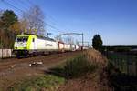 Kohlezug mit CapTrain 186 154 dönnert am 21 Februar 2021 durch Hulten.