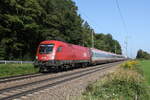 1016 035 mit einem  EC  auf dem Weg nach Mnchen. Aufgenommen am 4. September 2024 bei Hufschlag/Traunstein.