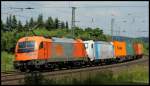 1216 902 mit 186 137 und Containerzug am 06.07.13 in Gtzenhof