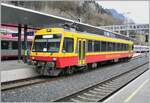 Der Montafoner Bahn ET 10.109 wartet in Feldkirch auf die Abfahrt nach Buchs SG.