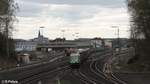 ER20-01 zieht den Wiesau Containerzug nach Hamburg durch Marktredwitz.