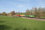 277 003-0 alias V1700.02 und 277 004-9 alias V1700.03 ziehen den umgeleiteten Wiesau Containerzug bei Rthenbach im Steinwald ber Weiden Schwandorf nach Nrnberg.