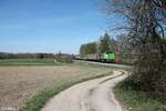 G1700.03 mit dem Rundholzug aus Cheb nach Nürnberg Rangierbahnhof bei Waldershof.