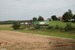 ER20-03 mit dem Hofer Containerzug bei Röthenbach im Steinwald in Richtung Regensburg.