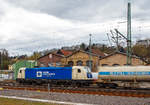 Die 187 321-5 (91 80 6187 321-5 D-WLC), eine Bombardier TRAXX F140 AC3 LM, Wiener Lokalbahnen Cargo GmbH (WLC) fährt am 16.04.2021 mit einem HUPAC Containerzug durch Betzdorf (Sieg) in Richtung