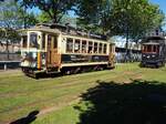 Stra�enbahn / Stadtverkehr Porto; Tram No.131 und Turmtriebwagen No.49 vor dem Trammuseum in Porto am 15.05.2018.