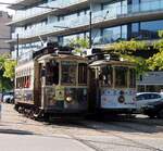 Straßenbahn / Stadtverkehr;  Porto;  Carro Electrico No.213 und 218 vor dem Tram-Museum in Porto am 14.05.2018.