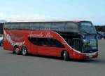 Scania von  Amanda Bus  steht auf einem Parkplatz auf Lanzarote, Januar 2013