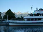 (238'640) - Stockhorn mit Motorschiff Bubenberg am 31. Juli 2022 an der Schiffl�ndte Thun (Teilaufnahme)