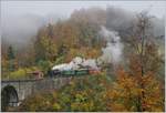 Die Blonay Chamby BFD HG 3/4 N° 3 hat mit ihrem DAmpfzug Vers chez Robert erreicht.