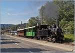 Die Blonay-Chamby G 3/3 N° 6 mit ihrem Dampfzug kurz nach der Abfahrt in Blonay.