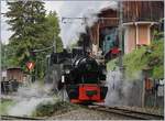 Die Blonay-Chamby G 2x 2/2 105 macht sich in Chaulin für die nachmittäglichen Dampfzüge bereit.