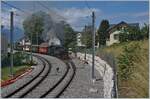 Die Blonay-Chamby G 2x 2/2 N°105 und BFD HG 3/4 N°3 verlassen mit dem Riviera Belle Epoque St-Légier in Richtung Chaulin.