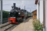 Die SEG G 2x 2/2 105 der Blonay Chamby Bahn ist mit dem ersten Dampfzug der Saison von Blonay nach Chaulin in Chamby angekomnmen.