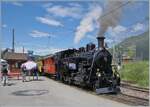 Festival Suisse de la vapeur (Schweizer Dampffestival 2024) Die BFD HG 3/4 N° 3 steht mit ihrem Dampfzug in Blonay zur baldigen Abfahrt nach Chaulin bereit.