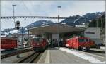 MGB HGe 4/4 und RhB Ge 4/4 in Disentis.