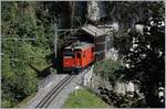 Die kleine Hem 2/2 11 verlässt den 386 Meter langen Valmont Tunnel bei Toveyre.