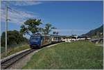 Die MOB Ge 4/4 mit ihrem Panoramic Express Zweisimmen Montreux bei Châtelard VD.