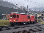 Nach getaner Arbeit ereicht die MOB HGem 2/2 2501 mit dem X464  den Bahnhof von Blonay.
6. Feb. 2026