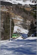 Der ASD BDe 4/4 403 ist mit seinem Bt bei Vers L'Eglis auf dem Weg nach Les Diablerets.