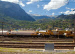 Der Kran IX der Vanomag AG ein 130t GOTTWALD GS 130.10 TS Eisenbahnkran (VTmass 80 85 95 81 702-0 /DB 97 82 54 502 19-5) mit Schutzwagen (80 85 9706 408-4 RID) und Gegengewichtswagen (VTmass 80 85 9806 412-5 Rgs), am 11 Juli 2022 abgestellt in Brig, aufgenommen aus einem fahrenden ICN.
Der Kran wurde 2001 von Gottwald in Düsseldorf unter der Fabriknummer 846 488 gebaut.
Der GS 130.06 TT ist eine Weiterentwicklung des GS 80.08 T. Folgende Verbesserungen wurden vorgenommen, die den Einsatzbereich des Kranes nochmals erweitern: Der Einsatz eines dreiteiligen Auslegers ermöglicht eine wesentliche Erweiterung des Arbeitsbereiches. Durch die kürzere Bauform des Auslegers beginnt der verfügbare Bereich horizontal bereits 3,0 m vor Puffer mit einer Tragfähigkeit von 98,0 t (freistehend 78,0 t). Damit ist er der einzige am Markt verfügbare Gleisbau-Drehkran, der diese, gerade für den Brückenbau, wesentliche Fähigkeit besitzt.
TECHNISCHE DATEN:
Spurweite: 1.435 mm
Anzahl der Achsen: 8 (in 4 Drehgestelle bzw. 2 Doppeldrehgestelle)
Unterwagenlänge über Puffer: 14.000 mm
Breite in Transportstellung: 3.100 mm
Höhe in Transportstellung: 4.250 mm
Drehzapfenabstand: 9.000 mm
Laufkreisdurchmesser der Räder: 730 mm (neu)
Gesamtgewicht  in Transportstellung:116 t (Gegengewicht abgelegt)
Größter Achsdruck in Transportstellung: 14,5 t
Schwenkwinkel des Oberwagens: 30° 
Max. hintere seitlich Ausladung: 2.000 mm
Maximale Ausladung vor Puffer : 18 m
Kleinster befahrbarer Bogenradius: 90 m
Höchstgeschwindigkeit: 25 km/h (eigen) / 100 km/h (geschleppt)
Die Überhöhungsausgleich-Einrichtung stellt den Kran immer waagerecht. Diese neuartige elektro-hydraulische Steuerung arbeitet in Überhöhungen bis zu 180 mm. Somit entfällt die Reduzierung der frei stehenden Tragfähigkeiten.
 Der Kran IX der Vanomag AG ein 130t GOTTWALD GS 130.10 TS Eisenbahnkran (VTmass 80 85 95 81 702-0 /DB 97 82 54 502 19-5) mit Schutzwagen (80 85 9706 408-4 RID) und Gegengewichtswagen (VTmass 80 85 9806 412-5 Rgs), am 11 Juli 2022 abgestellt in Brig, aufgenommen aus einem fahrenden ICN.
Der Kran wurde 2001 von Gottwald in Düsseldorf unter der Fabriknummer 846 488 gebaut.
Der GS 130.06 TT ist eine Weiterentwicklung des GS 80.08 T. Folgende Verbesserungen wurden vorgenommen, die den Einsatzbereich des Kranes nochmals erweitern: Der Einsatz eines dreiteiligen Auslegers ermöglicht eine wesentliche Erweiterung des Arbeitsbereiches. Durch die kürzere Bauform des Auslegers beginnt der verfügbare Bereich horizontal bereits 3,0 m vor Puffer mit einer Tragfähigkeit von 98,0 t (freistehend 78,0 t). Damit ist er der einzige am Markt verfügbare Gleisbau-Drehkran, der diese, gerade für den Brückenbau, wesentliche Fähigkeit besitzt.
TECHNISCHE DATEN:
Spurweite: 1.435 mm
Anzahl der Achsen: 8 (in 4 Drehgestelle bzw. 2 Doppeldrehgestelle)
Unterwagenlänge über Puffer: 14.000 mm
Breite in Transportstellung: 3.100 mm
Höhe in Transportstellung: 4.250 mm
Drehzapfenabstand: 9.000 mm
Laufkreisdurchmesser der Räder: 730 mm (neu)
Gesamtgewicht  in Transportstellung:116 t (Gegengewicht abgelegt)
Größter Achsdruck in Transportstellung: 14,5 t
Schwenkwinkel des Oberwagens: 30° 
Max. hintere seitlich Ausladung: 2.000 mm
Maximale Ausladung vor Puffer : 18 m
Kleinster befahrbarer Bogenradius: 90 m
Höchstgeschwindigkeit: 25 km/h (eigen) / 100 km/h (geschleppt)
Die Überhöhungsausgleich-Einrichtung stellt den Kran immer waagerecht. Diese neuartige elektro-hydraulische Steuerung arbeitet in Überhöhungen bis zu 180 mm. Somit entfällt die Reduzierung der frei stehenden Tragfähigkeiten.