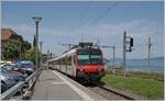 Ein  Walliser  Region Alps Domino RBDe 560 erreicht von St-Gingolph kommend Bouvert.