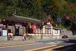 Der Bahnhof (Talstation) der Brienzer Rothorn Bahn, am 30.09.2011 in Brienz.