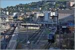 Ein Blich auf den Bahnhof von Montreux von Südosten her.
