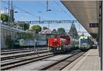 Die SBB Aem 940 007-8 (Aem 91 85 4 940 007-8 CH-SBBI) verlässt mit ihrem Testzug den Bahnhof von Spiez in Richtung Interlaken.

19. August 2020