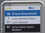 (272'264) - vbl/PostAuto-Haltestellenschild - Kriens, Busschleife - am 20. Februar 2025