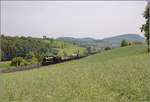 GmP mit A 3/5 705 auf der Bzbergstrecke bei Zeihen anlsslich des Bahnparkfestes Brugg.