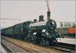 150 Jahre Schweizer Eisenbahn: Auch die formschöne Schlepptenderdampflok B 3/4 1367 war am  Drehscheibenfest  in Delémont im Einsatz, hier zeigt sie sich mit einen Extrauzug kurz vor der