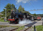 150 Jahre Tösstalbahn.

Der BT-Habersack Eb 3/5 9 fährt in Bäretswil ab. September 2025.
