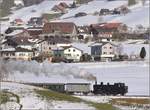 Fahrt durch Hasle im Entlebuch oder auch Bilderbuch mit Eb 3/5 5810. Februar 2019.