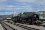 Dampftag Lyss 2018: Die mchtgie SNCF 141 R 1244 in Lyss auf der Fahrt in Dpt. 
11. August 2018