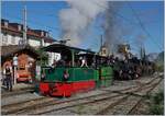 50 Jahre Blonay - Chamby; Mega Steam Festival: - Die G 2/  N° 4  Rimini  steht an der Spitze einer eindrücklichen Dampflokparade in Blonay zu 50 Jahre Jubiläum der Blonay-Chamby Bahn.