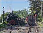Festival Suisse de la vapeur / Schweizer Dampffestival 2026 - W�hrend die G 2x 2/2 105 mit Wasser und Kohle versorgt wird, rangiert die Gastlok G 2/2 TICINO in Chaulin einen GFM G�terwagen.