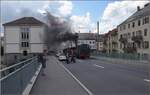 Eine etwas ungewöhnliche Verkehrsteilnehmerin in La Chaux-de-Fonds.