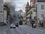 Eine etwas ungewöhnliche Verkehrsteilnehmerin in La Chaux-de-Fonds.