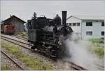 Die ST E 3/32 N° 5  Tigerli  rangiert dampfend in Triengen.